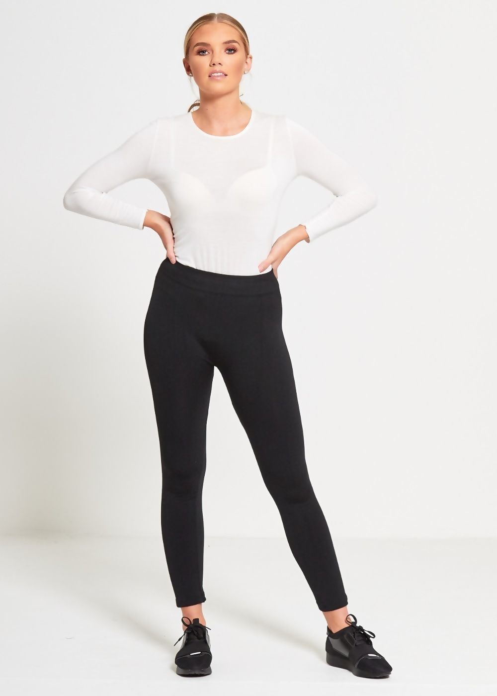 Plus Size Black Fleece Leggings – Snug Fit, All-Day Warmth