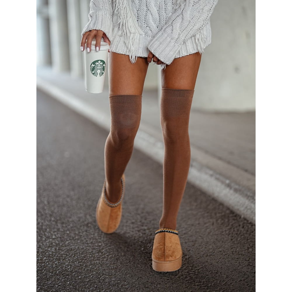 Plain cotton over-knee