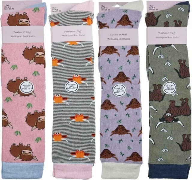Ladies Knee-High Wellington Socks – Highland Cow Comfort