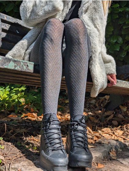 Knitted Opaques Small Diamond Tights – Winter Warmth,Design NPAXX3