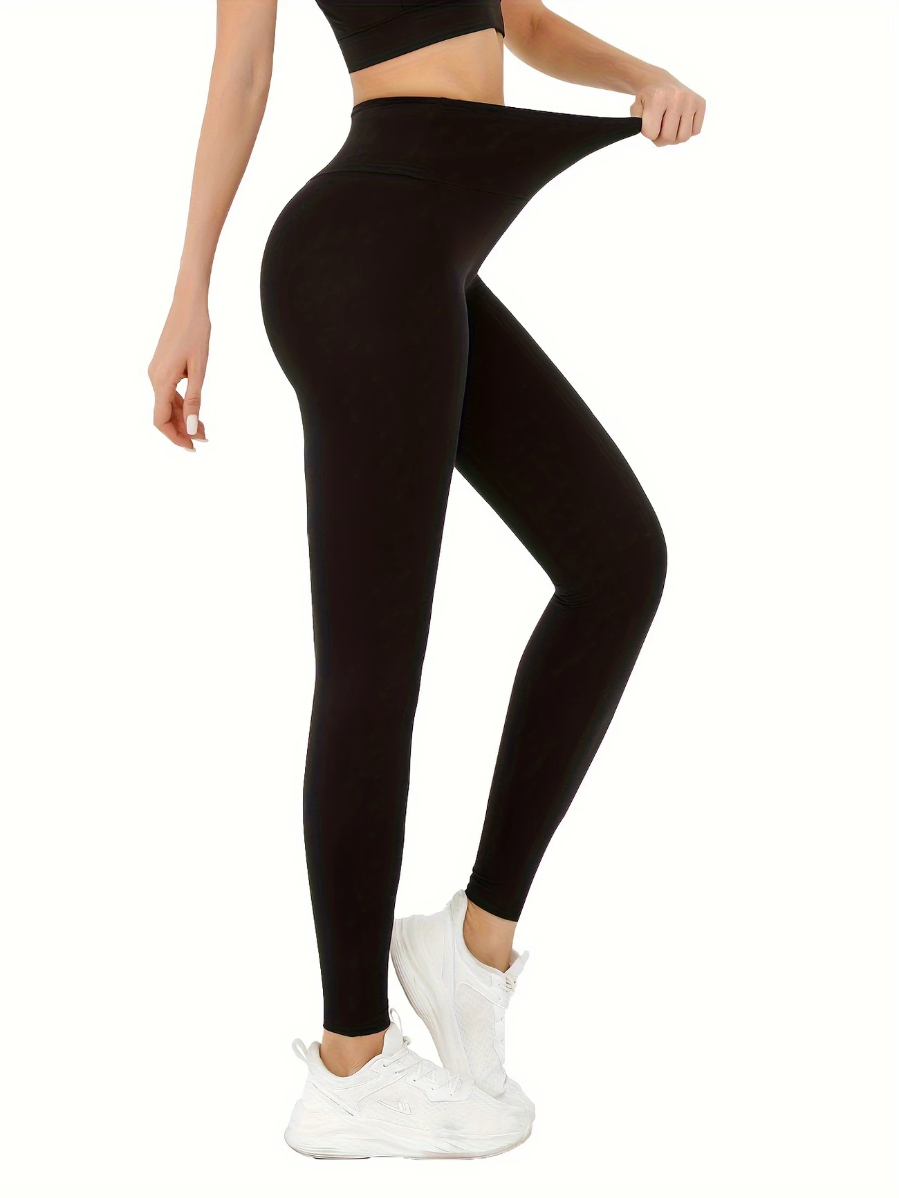 High-Waisted Tummy Control Leggings Sleek, solid-color